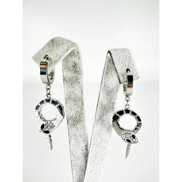 Gümüş Yılan Detaylı Küpe